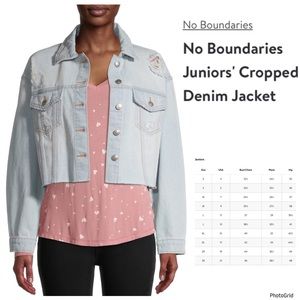 No Boundaries XXL (19) plus size junior blue cropped denim jacket NWT